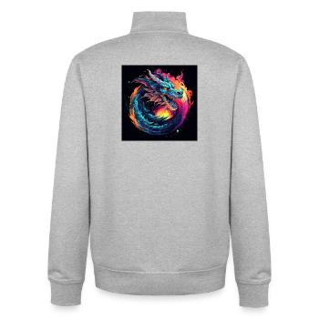 Neon Drache im Sternenkreis - Unisex Organic Zip Sweatshirt von Stanley/Stella - Grau meliert - Hinten - AI Model Male 185 light (185cm)