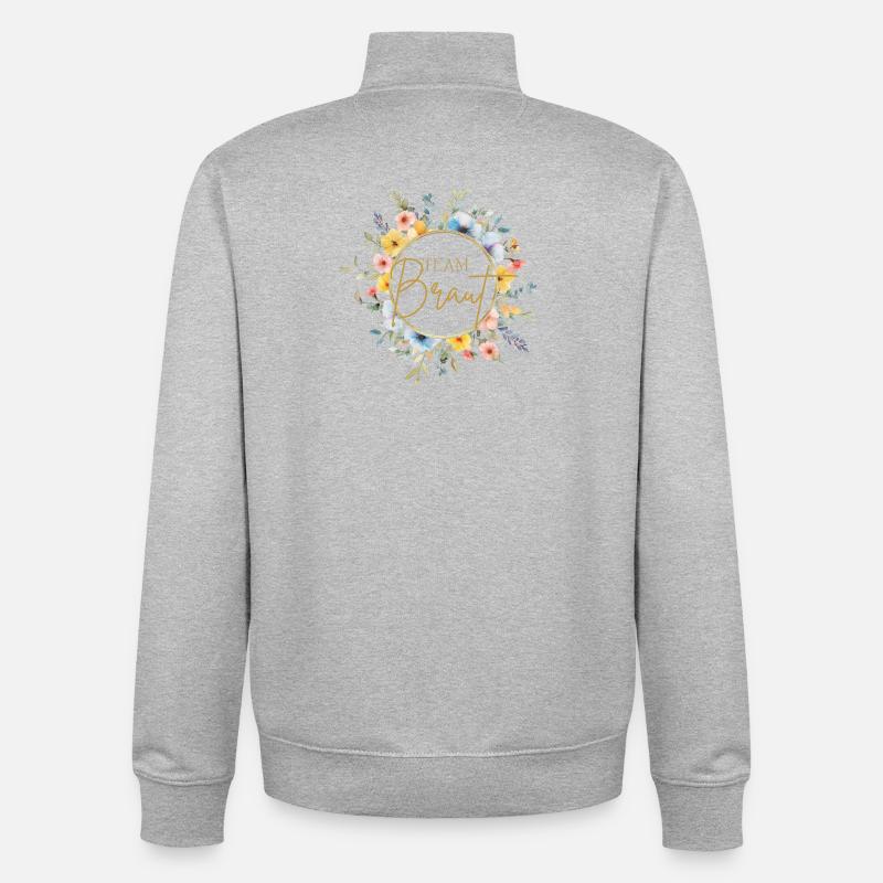 Team Braut! Personalisierbar - Unisex Organic Zip Sweatshirt von Stanley/Stella - Grau meliert