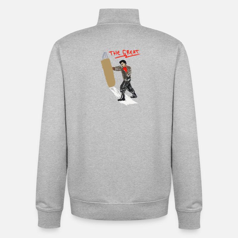 La grande boxe - Sweat zippé unisexe en coton bio Stanley/Stella - gris chiné