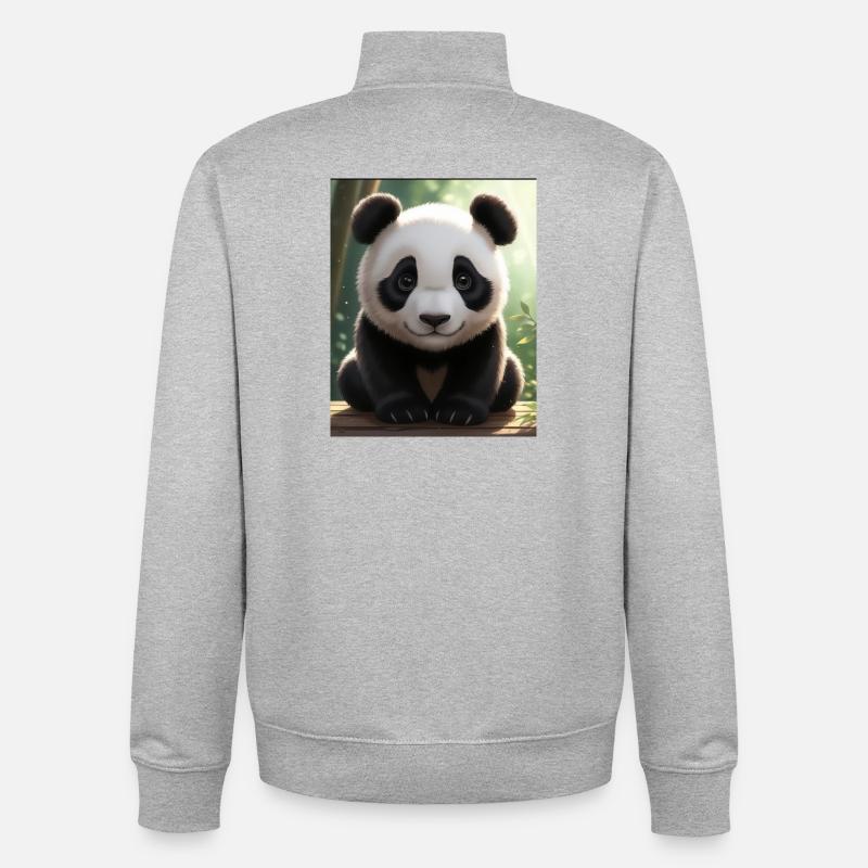 Panda Design - Unisex Organic Zip Sweatshirt von Stanley/Stella - Grau meliert