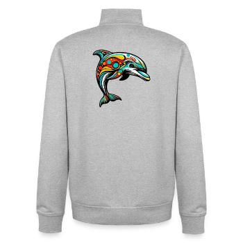 Delfin - Unisex Organic Zip Sweatshirt von Stanley/Stella - Grau meliert - Hinten - AI Model Male 185 light (185cm)