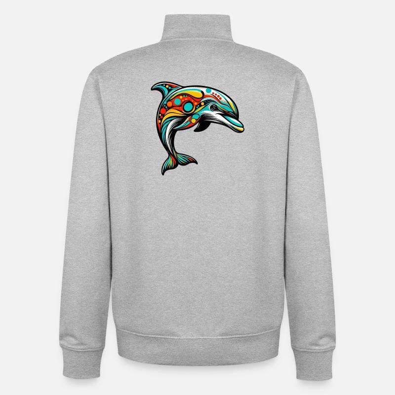 Delfin - Stanley/Stella unisex sweatshirt med lynlås i økologisk - grå meleret