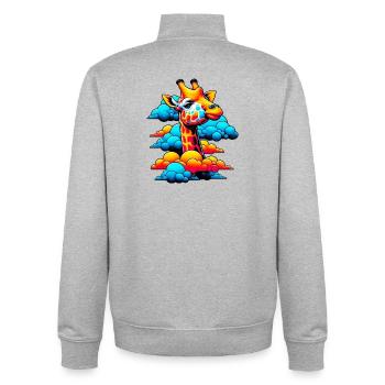 Giraffe with head in cloud clouds - Unisex Organic Zip Sweatshirt by Stanley/Stella - heather grey - Back - AI Model Male 185 light (185cm)