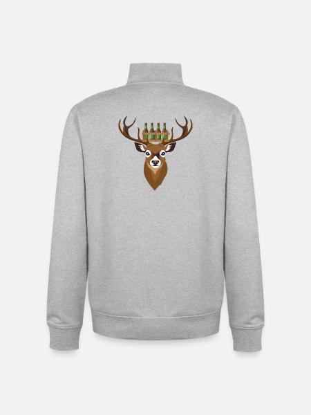 Hirsch mit Bier - Unisex Organic Zip Sweatshirt von Stanley/Stella - Grau meliert