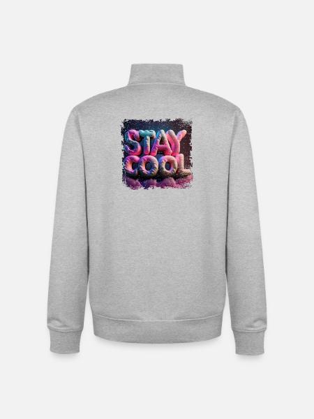Stay cool text in 3D - Unisex Organic Zip Sweatshirt by Stanley/Stella - heather grey