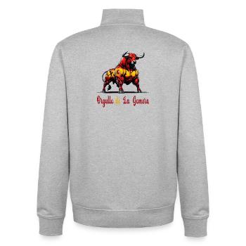 The pride of La Gomera flag design - Unisex Organic Zip Sweatshirt by Stanley/Stella - heather grey - Back - AI Model Male 185 light (185cm)