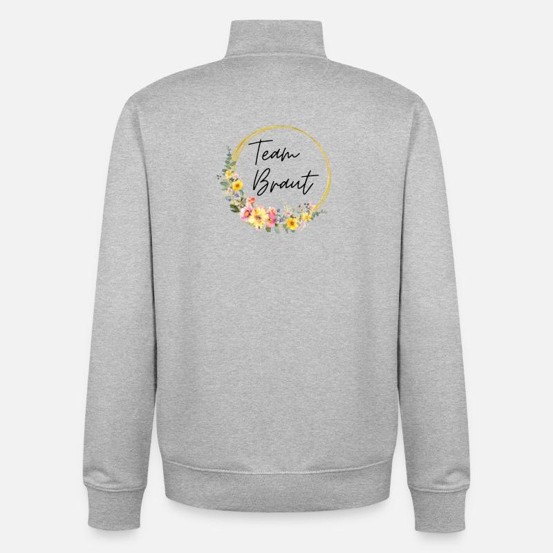 Team Braut! Personalisierbar - Unisex Organic Zip Sweatshirt von Stanley/Stella - Grau meliert
