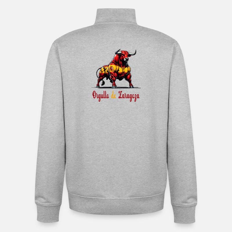 Design du drapeau Pride Zaragoza - Sweat zippé unisexe en coton bio Stanley/Stella - gris chiné