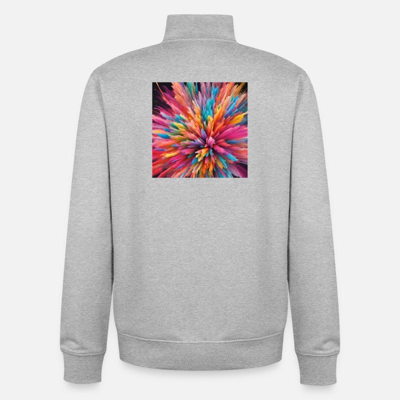 Explosion de couleurs - Sweat zippé unisexe en coton bio Stanley/Stella - gris chiné