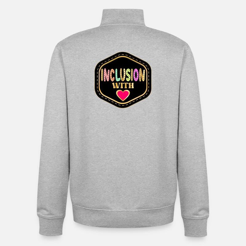 L’INCLUSION AVEC AMOUR - Sweat zippé unisexe en coton bio Stanley/Stella - gris chiné