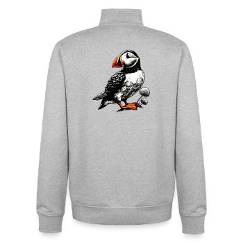 Puffin - Unisex Organic Zip Sweatshirt by Stanley/Stella - heather grey - Back - AI Model Male 185 light (185cm)