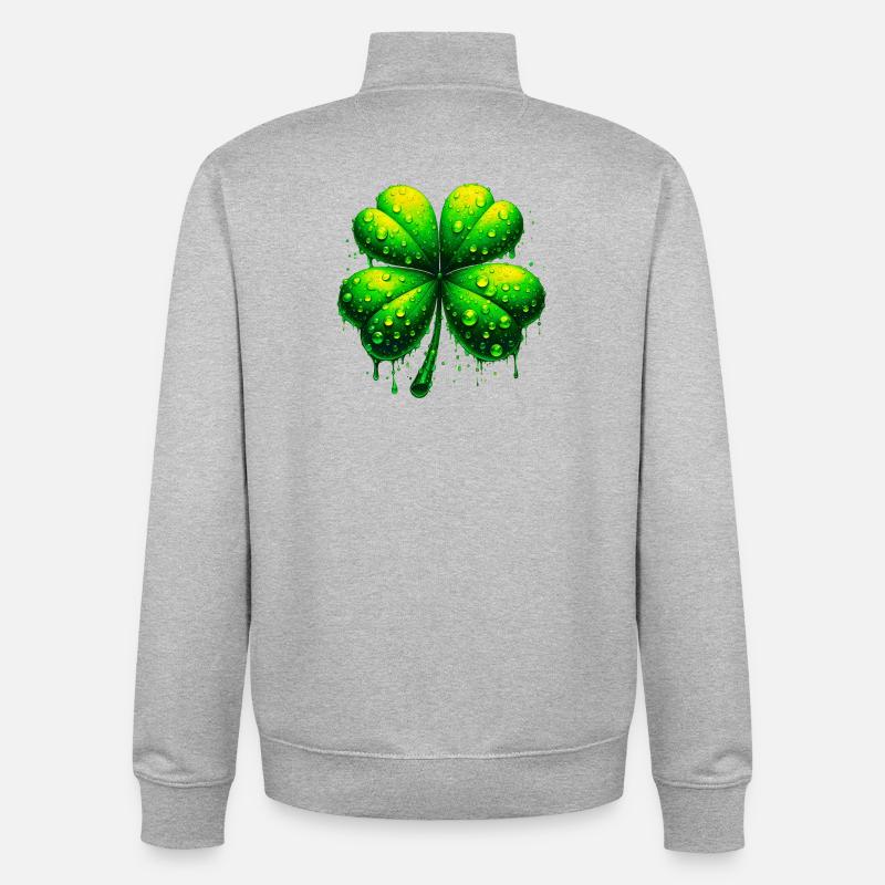 Trèfle à quatre feuilles - Sweat zippé unisexe en coton bio Stanley/Stella - gris chiné