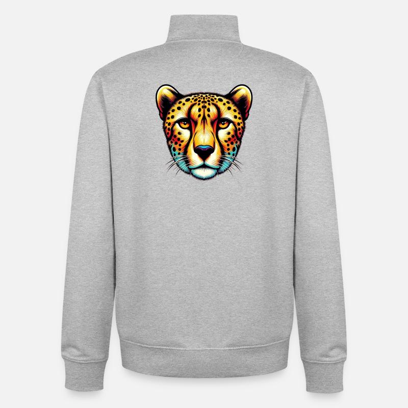 Guépard - Sweat zippé unisexe en coton bio Stanley/Stella - gris chiné