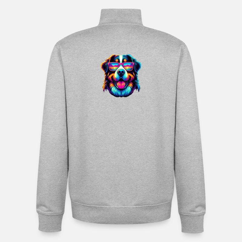 Bouvier bernois - Sweat zippé unisexe en coton bio Stanley/Stella - gris chiné