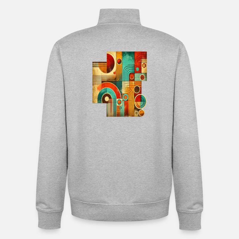 Abstrait Rétro image T shirt - Sweat zippé unisexe en coton bio Stanley/Stella - gris chiné