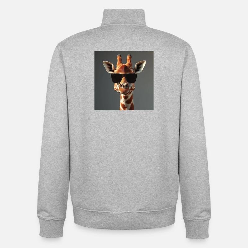 Girafe stylée - Sweat zippé unisexe en coton bio Stanley/Stella - gris chiné