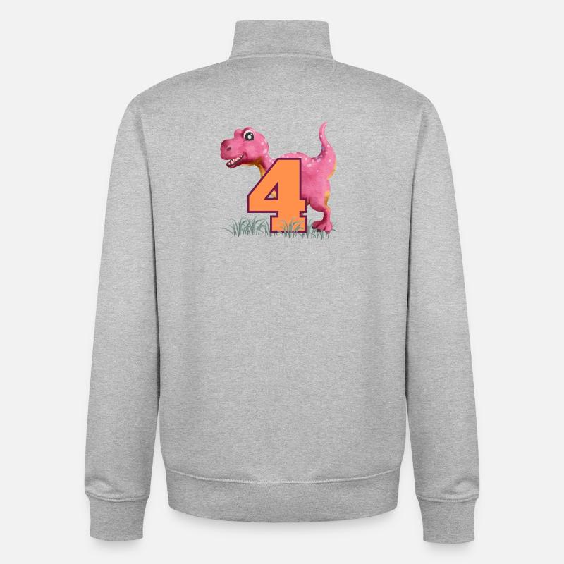 N°4 Dino - Sweat zippé unisexe en coton bio Stanley/Stella - gris chiné