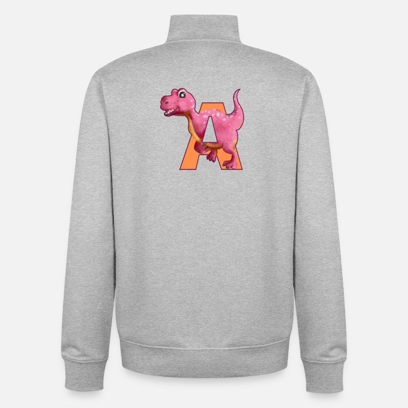 A - DINOSAURIER, Personalisierbar - Unisex Organic Zip Sweatshirt von Stanley/Stella - Grau meliert