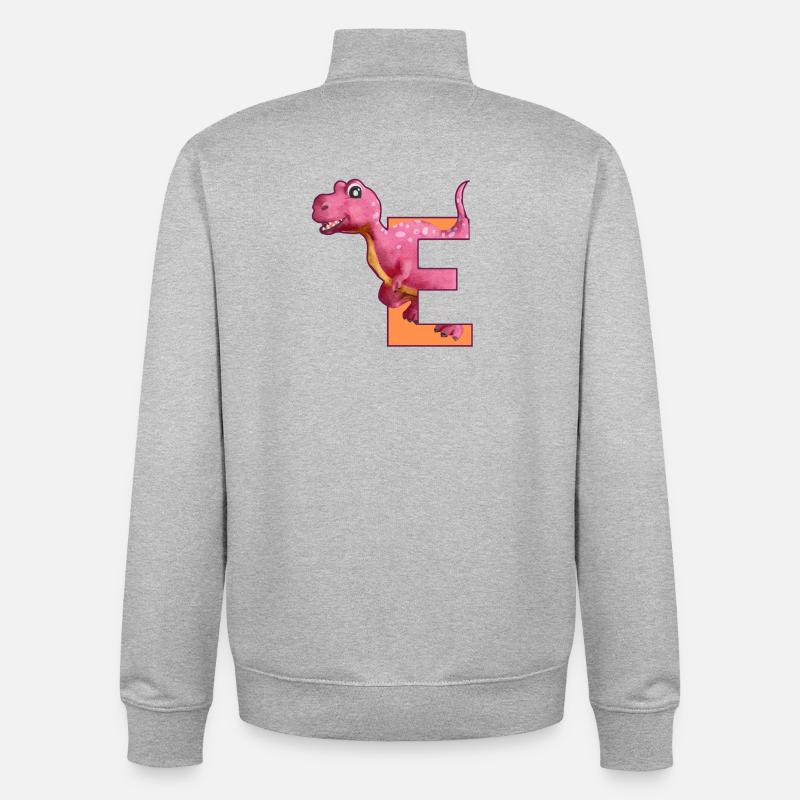 E - DINOSAURIER, Personalisierbar - Unisex Organic Zip Sweatshirt von Stanley/Stella - Grau meliert