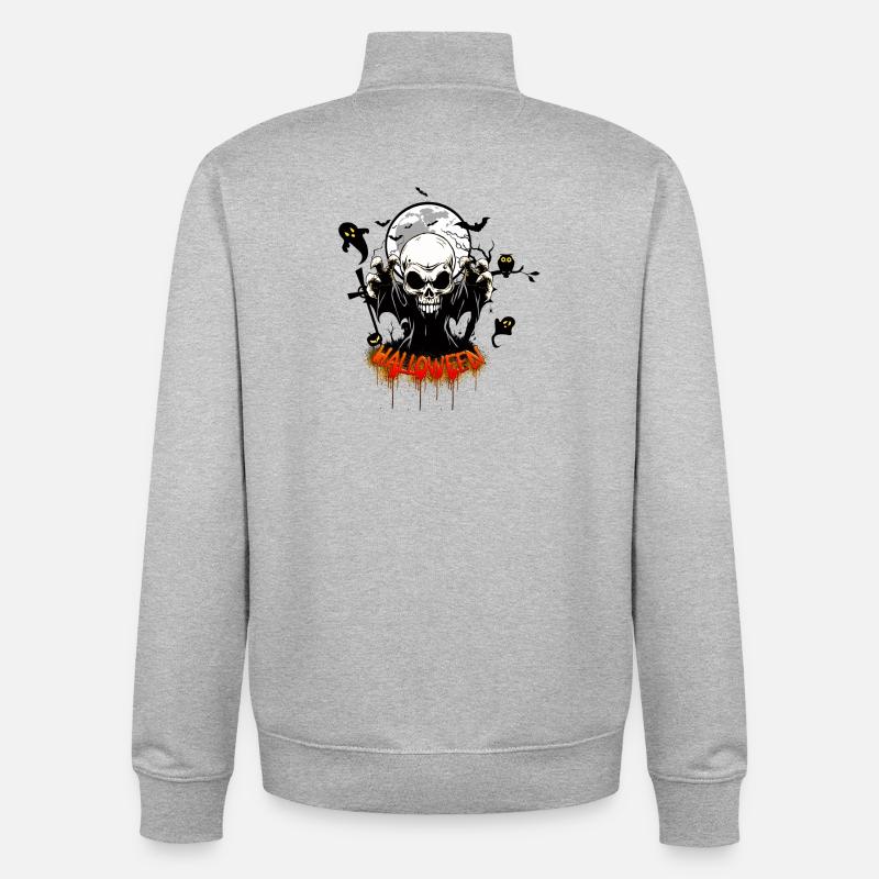 Skull with sharp teeth - Unisex Organic Zip Sweatshirt by Stanley/Stella - heather grey