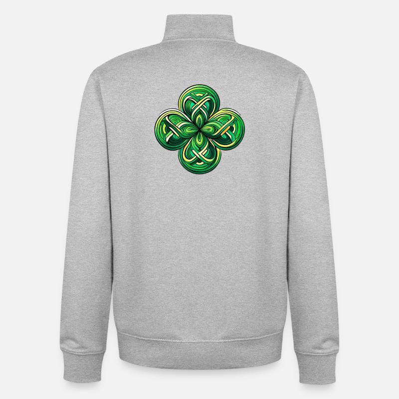 Trèfle à quatre feuilles - Sweat zippé unisexe en coton bio Stanley/Stella - gris chiné