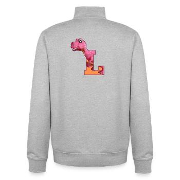 L - DINOSAURE, personnalisable - Sweat zippé unisexe en coton bio Stanley/Stella - gris chiné - Dos - AI Model Male 185 light (185cm)