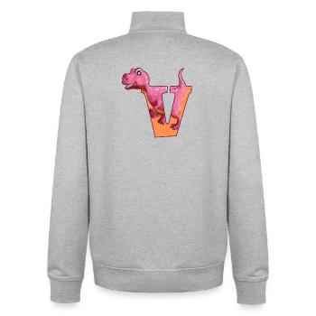 V - DINOSAURE, personnalisable - Sweat zippé unisexe en coton bio Stanley/Stella - gris chiné - Dos - AI Model Male 185 light (185cm)