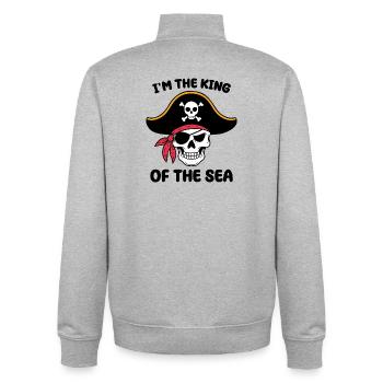 Piraten-Totenkopf mit Augenklappe - Unisex Organic Zip Sweatshirt von Stanley/Stella - Grau meliert - Hinten - AI Model Male 185 light (185cm)