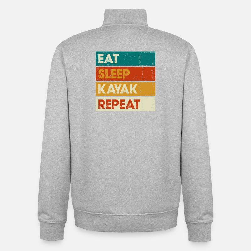 Manger dormir kayak répéter - Sweat zippé unisexe en coton bio Stanley/Stella - gris chiné