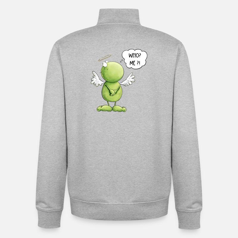 Frosch Engel Unschuld Who Me Spruch - Unisex Organic Zip Sweatshirt von Stanley/Stella - Grau meliert