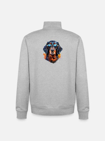 Gordon Setter with sunglasses - Unisex Organic Zip Sweatshirt by Stanley/Stella - heather grey