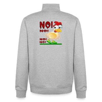 ANSWER NO - CHICKEN COOP - Unisex Organic Zip Sweatshirt by Stanley/Stella - heather grey - Back - AI Model Male 185 light (185cm)