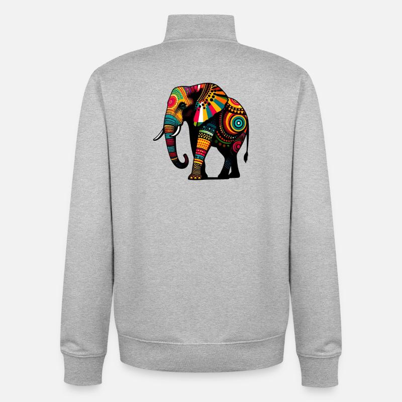 Éléphant - Sweat zippé unisexe en coton bio Stanley/Stella - gris chiné
