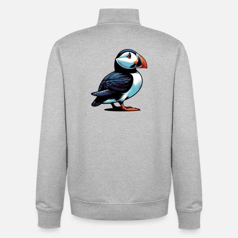 Macareux - Sweat zippé unisexe en coton bio Stanley/Stella - gris chiné
