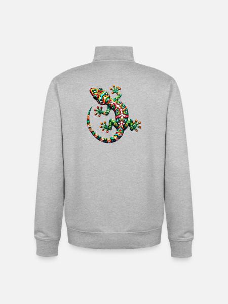 Gecko - Sweat zippé unisexe en coton bio Stanley/Stella - gris chiné