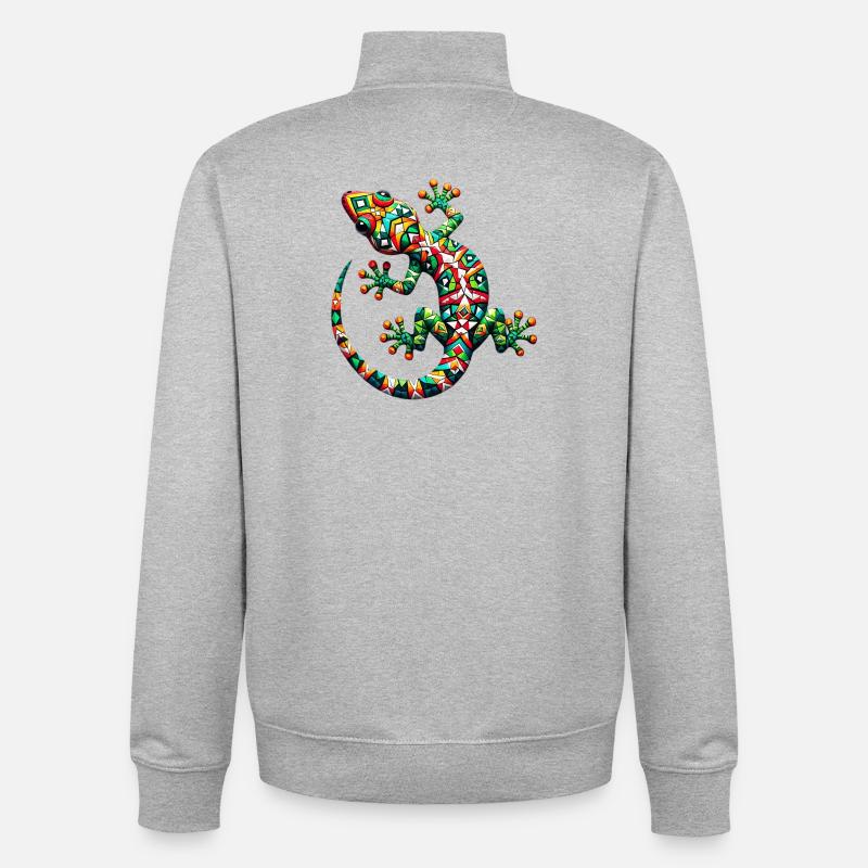 Gecko - Sweat zippé unisexe en coton bio Stanley/Stella - gris chiné