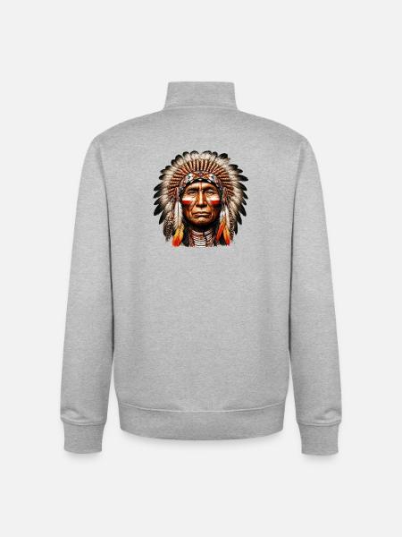 American Indian American - Unisex Organic Zip Sweatshirt by Stanley/Stella - heather grey