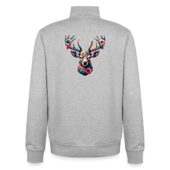 Cerf - Sweat zippé unisexe en coton bio Stanley/Stella - gris chiné - Dos - AI Model Male 185 light (185cm)