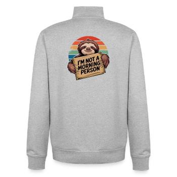 Pas une personne du matin paresseux - Sweat zippé unisexe en coton bio Stanley/Stella - gris chiné - Dos - AI Model Male 185 light (185cm)