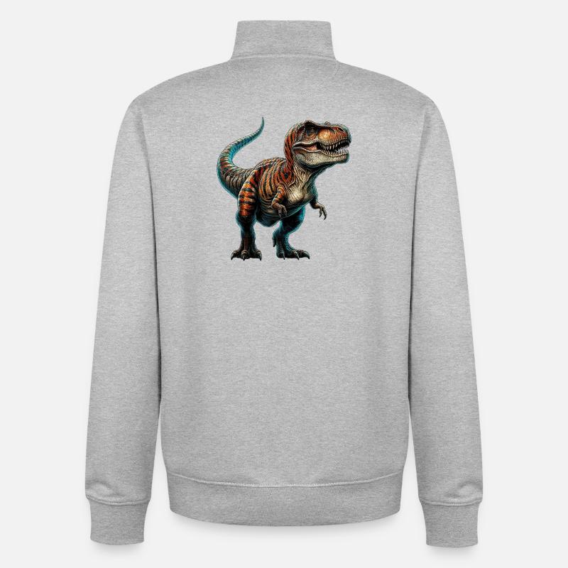 Dinosaur - Unisex Organic Zip Sweatshirt by Stanley/Stella - heather grey