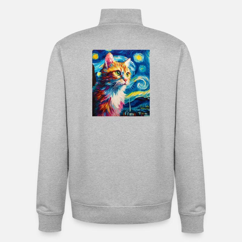 Chat - Sweat zippé unisexe en coton bio Stanley/Stella - gris chiné