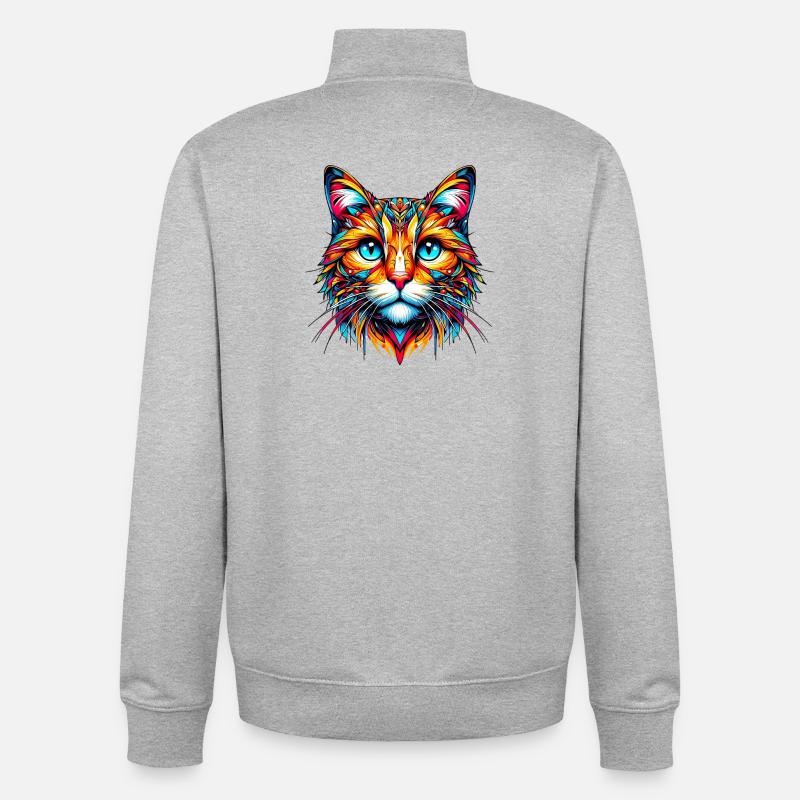 Katze - Unisex Organic Zip Sweatshirt von Stanley/Stella - Grau meliert