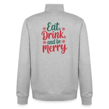 Mangez, buvez et soyez joyeux - Sweat zippé unisexe en coton bio Stanley/Stella - gris chiné - Dos - AI Model Male 185 light (185cm)
