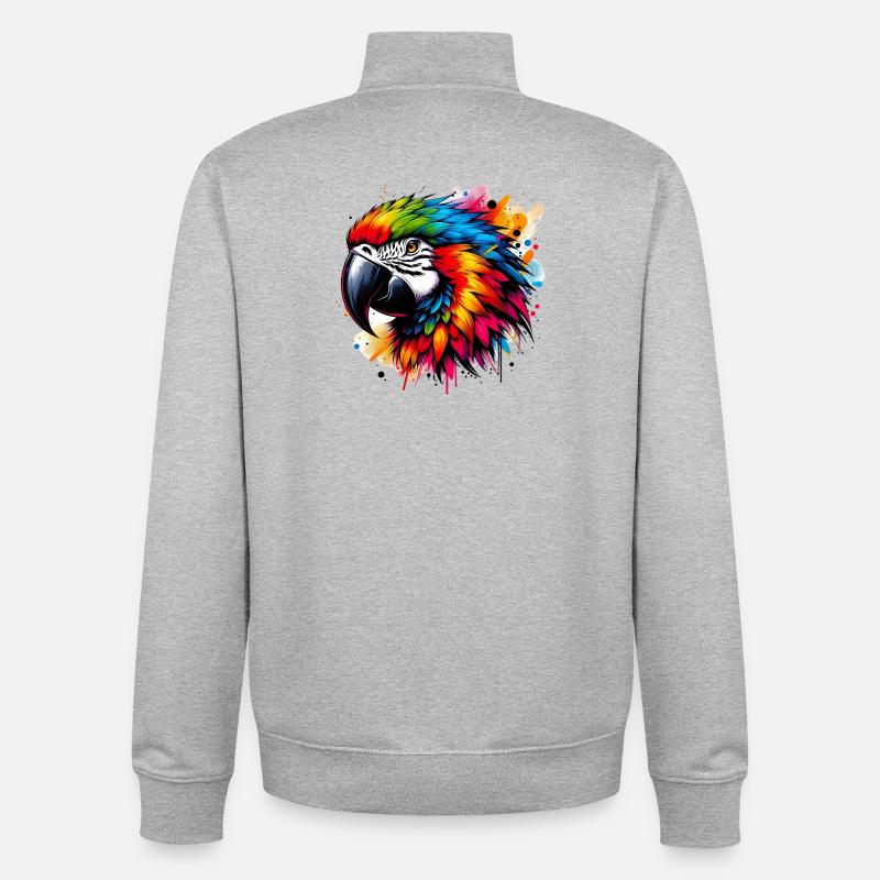 Perroquet - Sweat zippé unisexe en coton bio Stanley/Stella - gris chiné