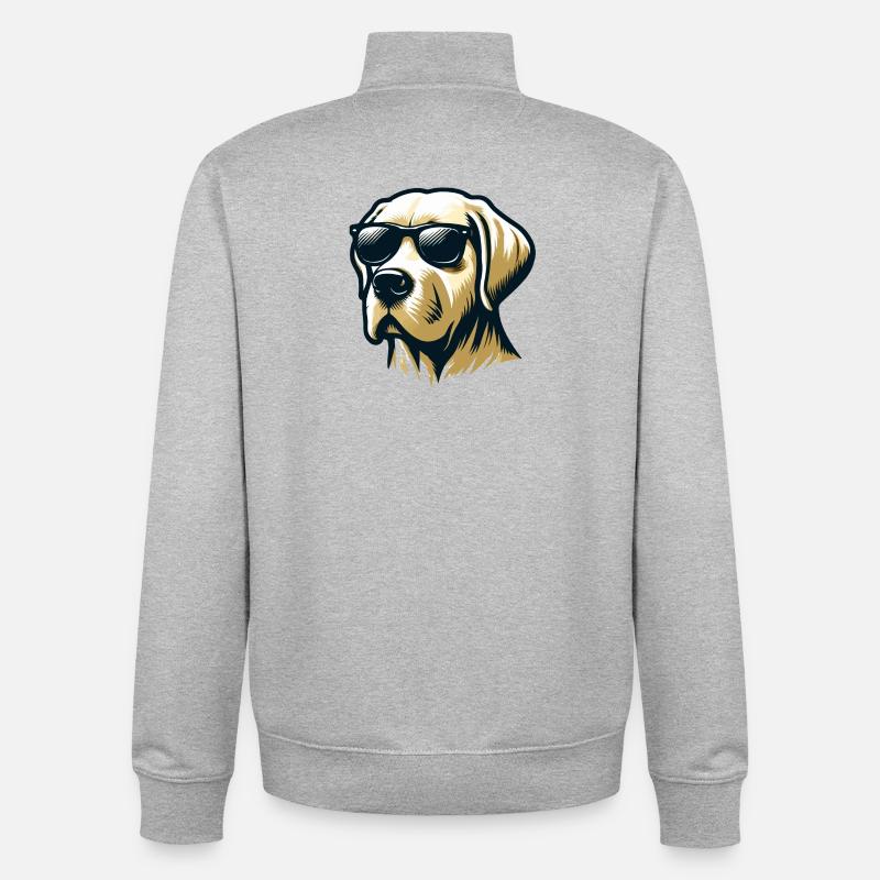 Labrador Head mit Sonnenbrille - Unisex Organic Zip Sweatshirt von Stanley/Stella - Grau meliert
