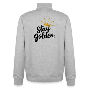 Bleib golden Motivation - Unisex Organic Zip Sweatshirt von Stanley/Stella - Grau meliert - Hinten - AI Model Male 185 light (185cm)