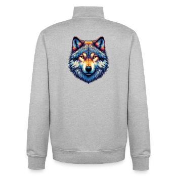 Wolf - Unisex Organic Zip Sweatshirt von Stanley/Stella - Grau meliert - Hinten - AI Model Male 185 light (185cm)
