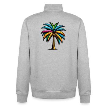 Palmier - Sweat zippé unisexe en coton bio Stanley/Stella - gris chiné - Dos - AI Model Male 185 light (185cm)