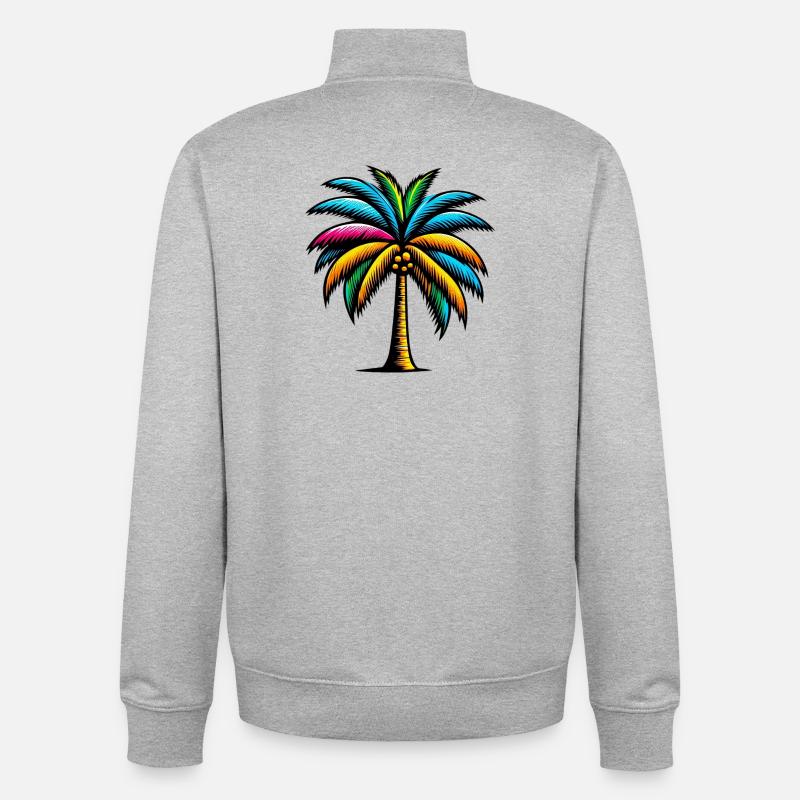 Palm tree - Unisex Organic Zip Sweatshirt by Stanley/Stella - heather grey