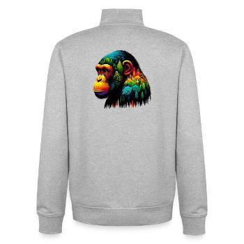 Affe - Unisex Organic Zip Sweatshirt von Stanley/Stella - Grau meliert - Hinten - AI Model Male 185 light (185cm)